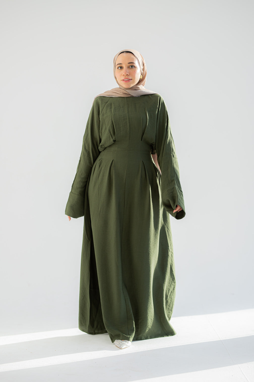 Olive Linen Dress