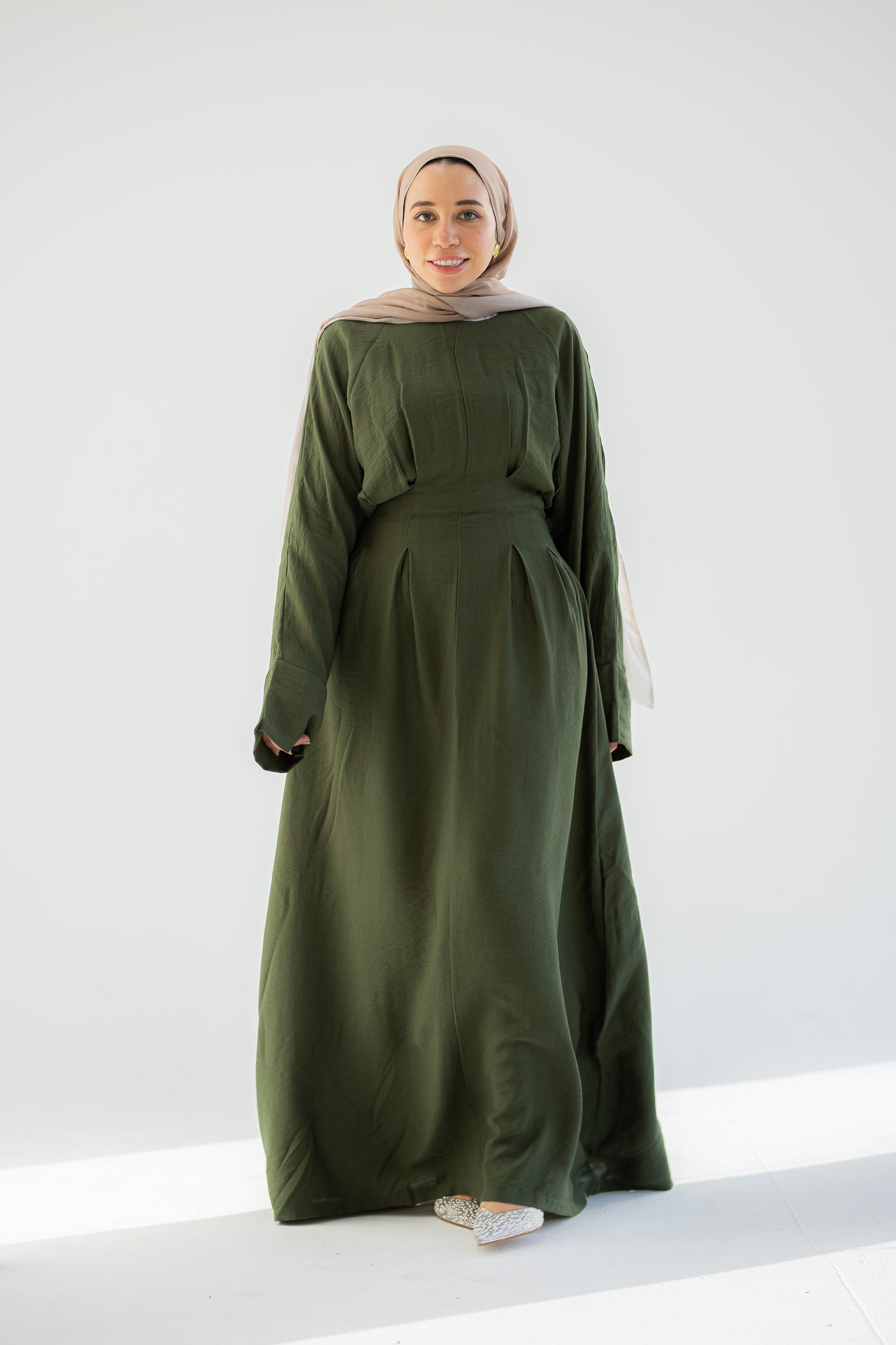 Olive Linen Dress
