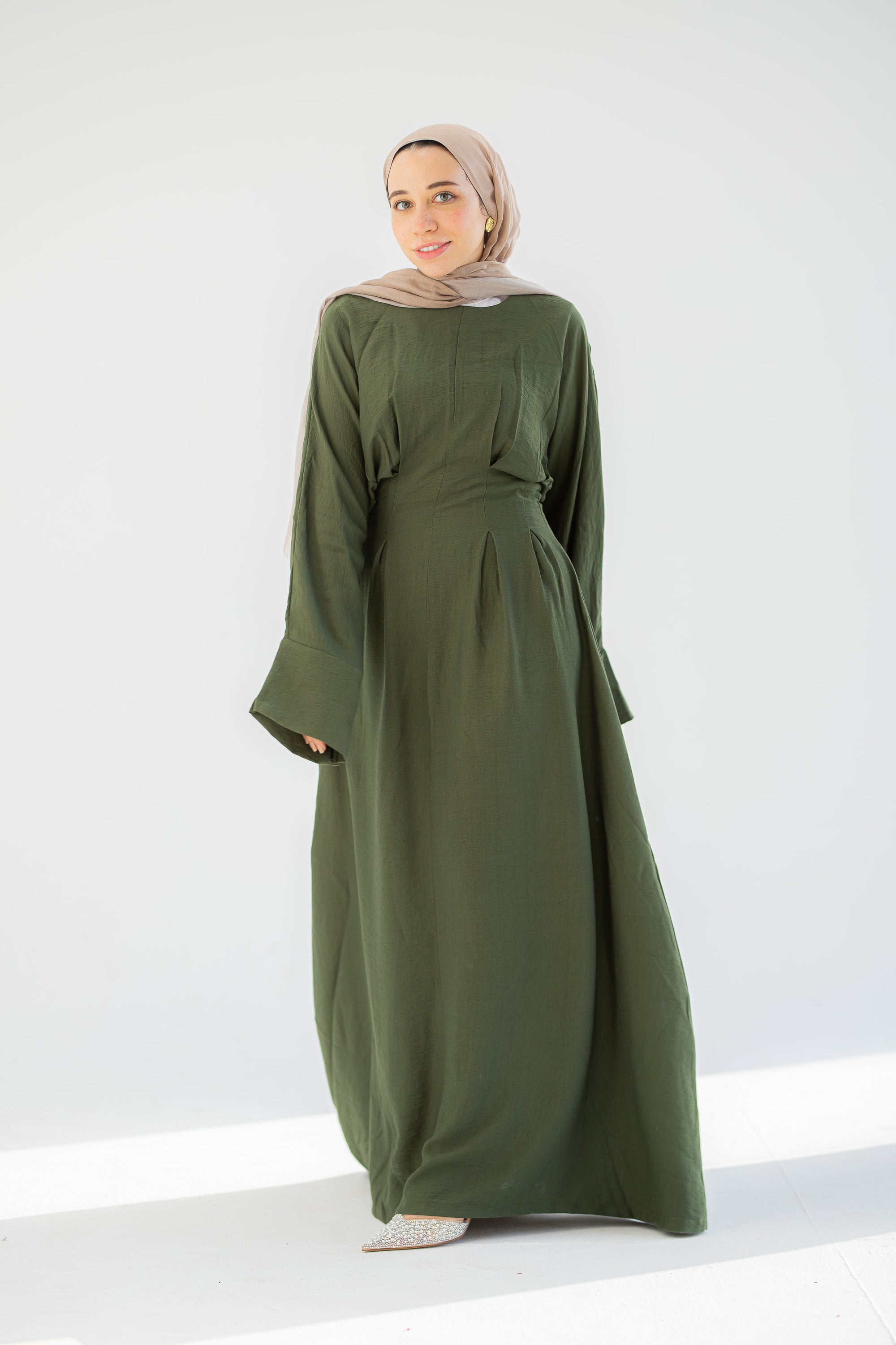 Olive Linen Dress
