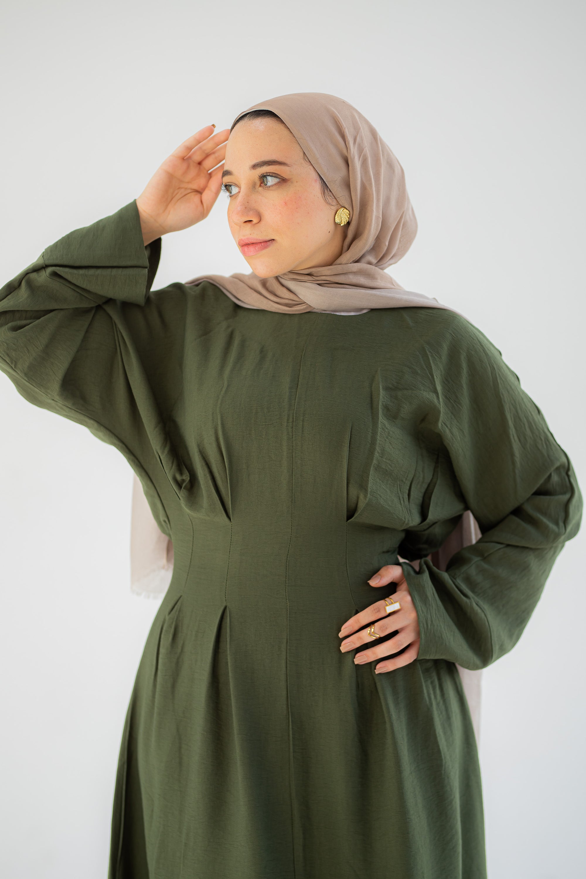Olive Linen Dress