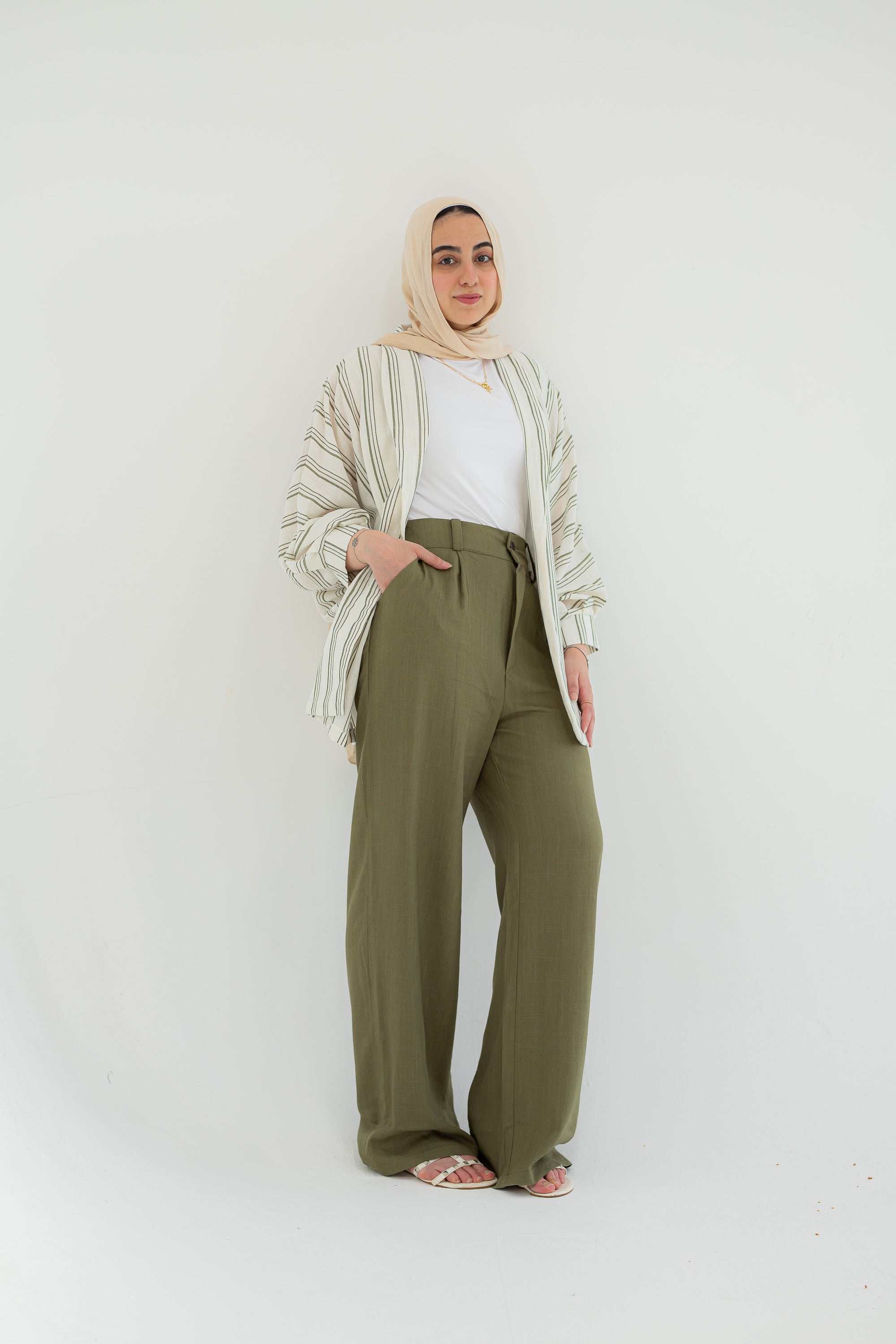 Olive Striped Set