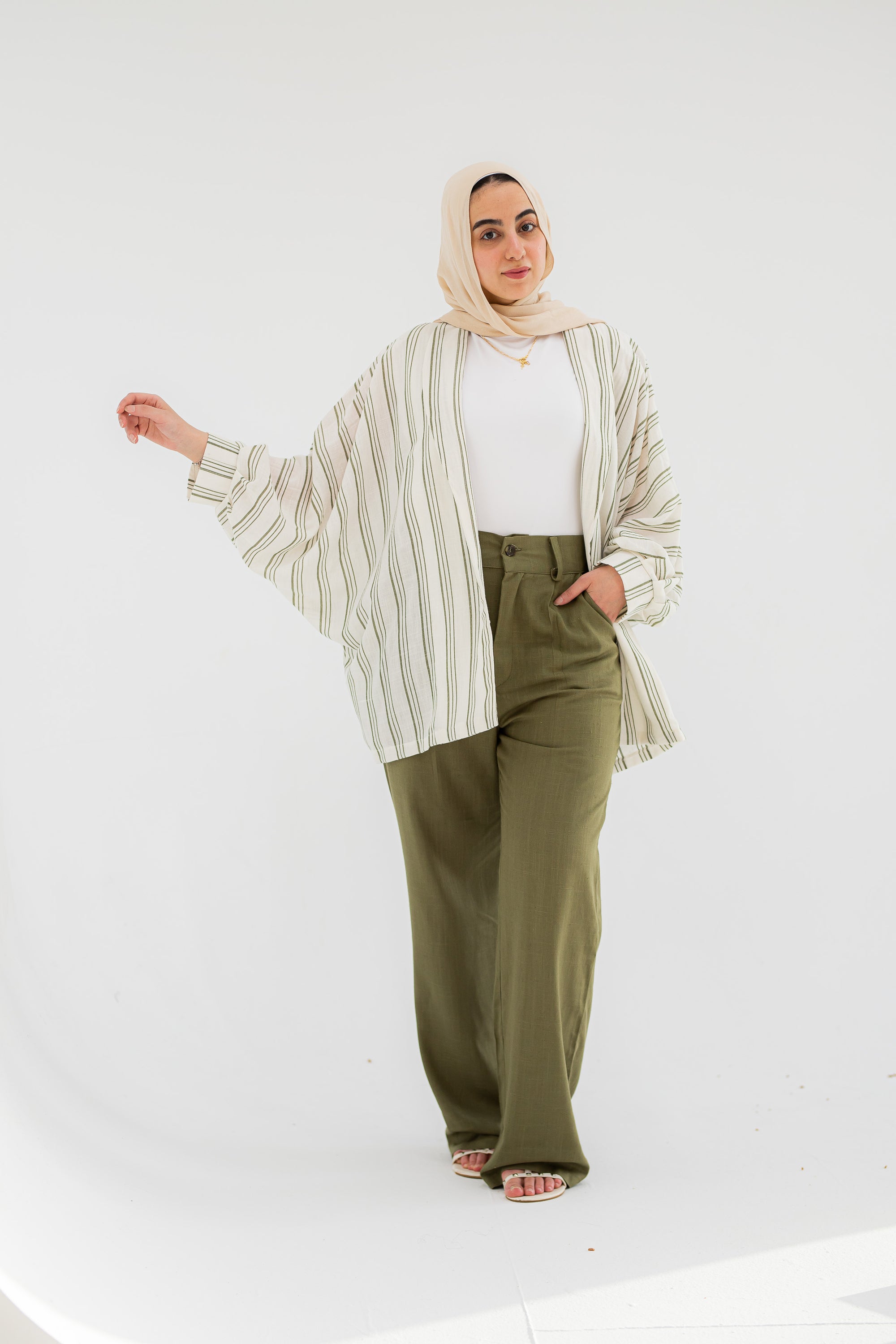 Olive Striped Set