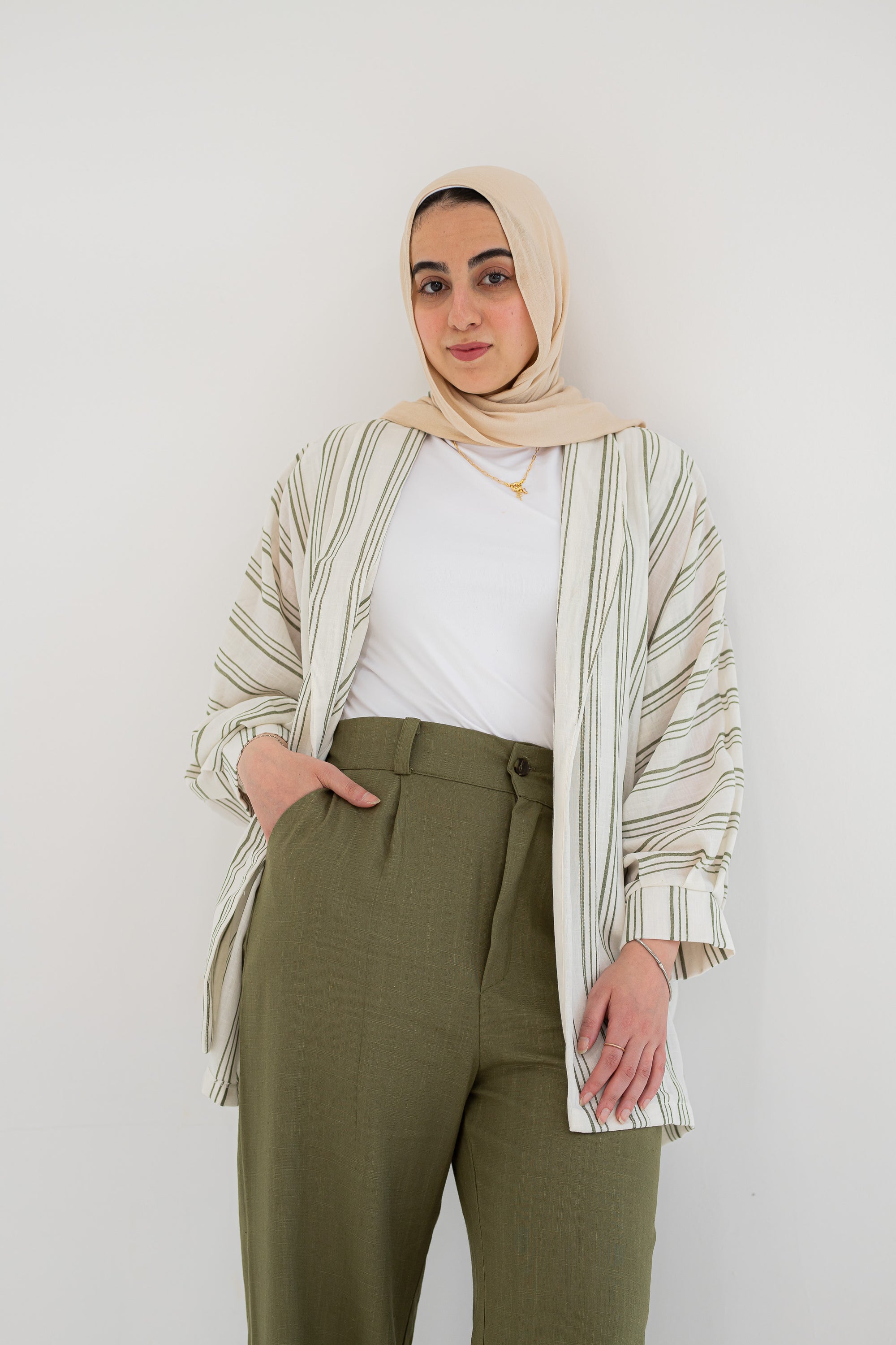 Olive Striped Set